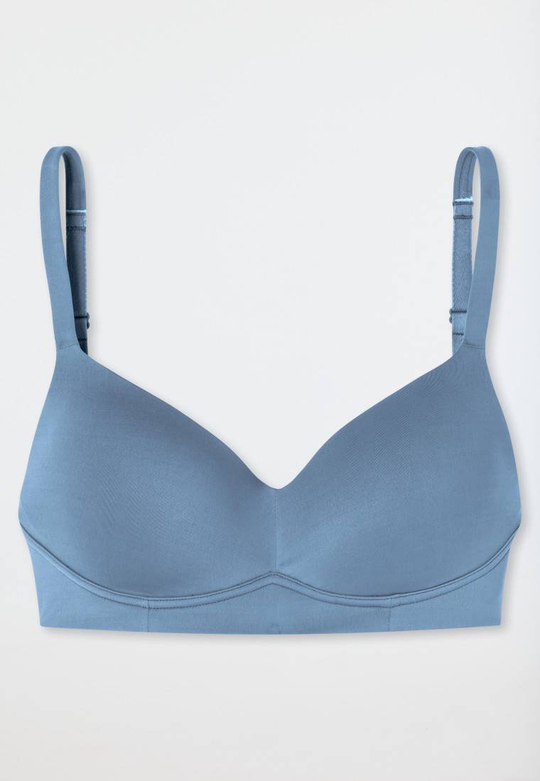 Schiesser Soft-BH mit Schale und gleitenden Cups blaugrau - Unique Micro 50% Rabatt mit kostenlosem Versand
