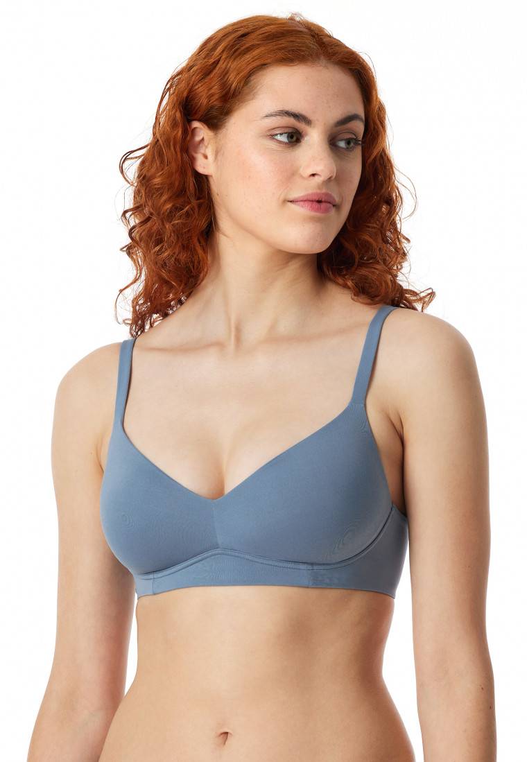 Schiesser Soft-BH mit Schale und gleitenden Cups blaugrau - Unique Micro 50% Rabatt mit kostenlosem Versand