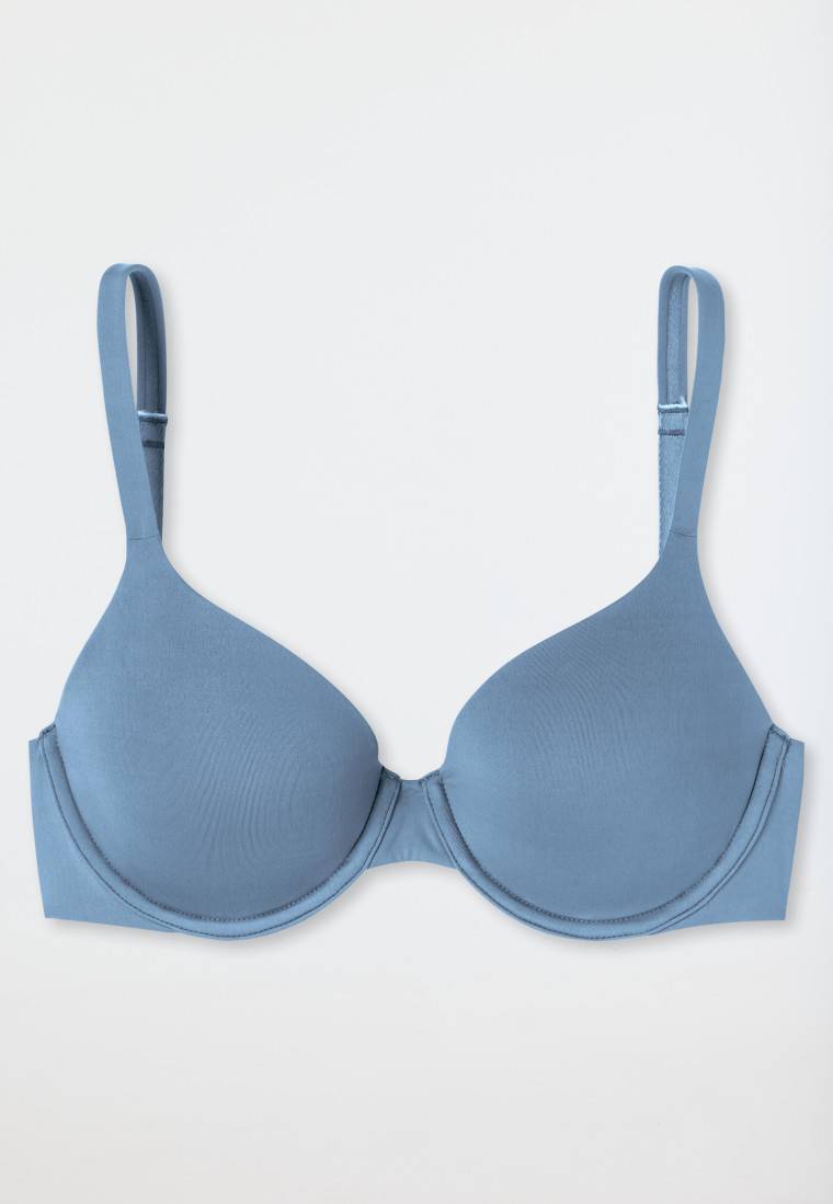 Schiesser Schalen-BH mit Bügel und gleitenden Cups blaugrau - Unique Micro Kostenloser Versand international