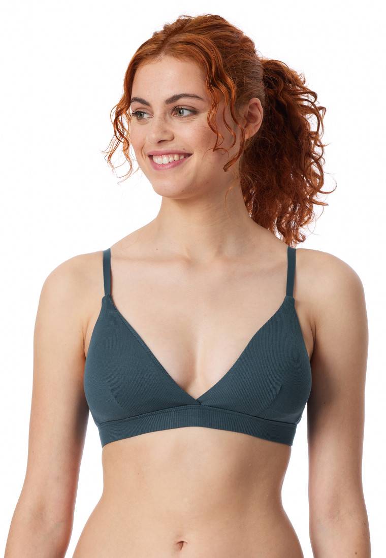 Schiesser Soft-BH Doppelripp herausnehmbare Pads jeansblau - Pure Rib Rabatt