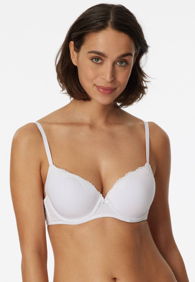 Schiesser Bügel-BH mit Schale und Spitze weiß - Pure Cotton Online Shopping