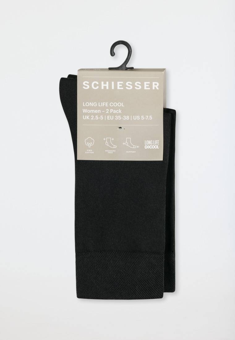 Schiesser Damensocken 2er-Pack schwarz - Long Life Cool Online Outlet