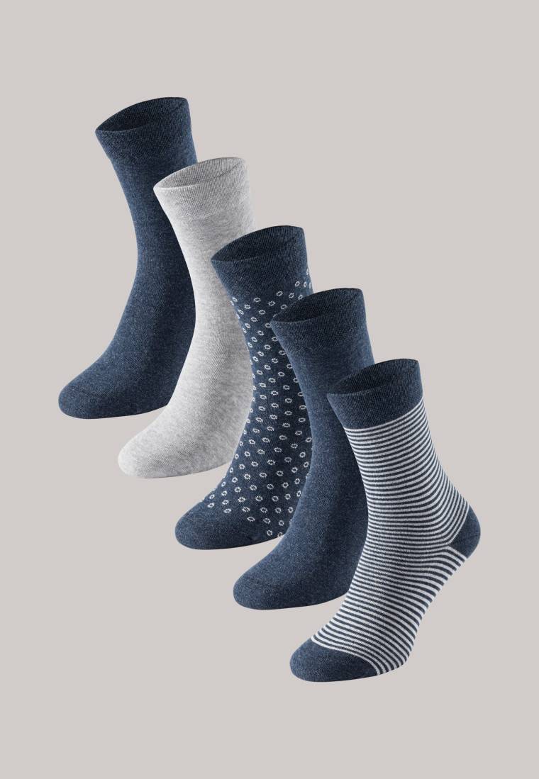 Schiesser Damensocken 5er-Pack stay fresh gemustert graumelange-blau - Bluebird Zeitlich begrenztes Angebot