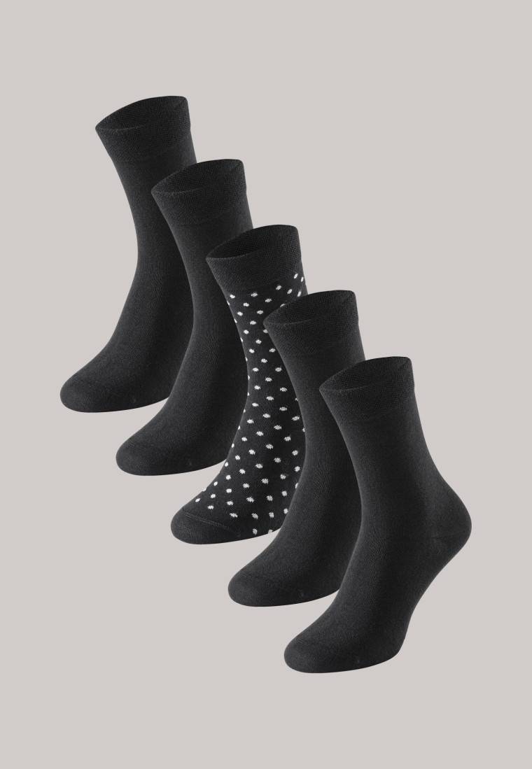 Schiesser Damensocken 5er-Pack stay fresh Punkte schwarz - Bluebird Räumungsverkauf