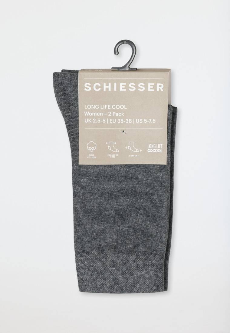 Schiesser Damensocken 2er-Pack anthrazit meliert - Long Life Cool Kauf eins, bekomm eins gratis