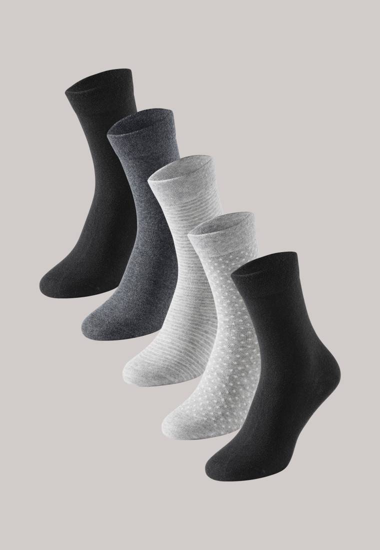 Schiesser Damensocken 5er-Pack stay fresh gemustert graumelange-schwarz - Bluebird VIP-Rabatte