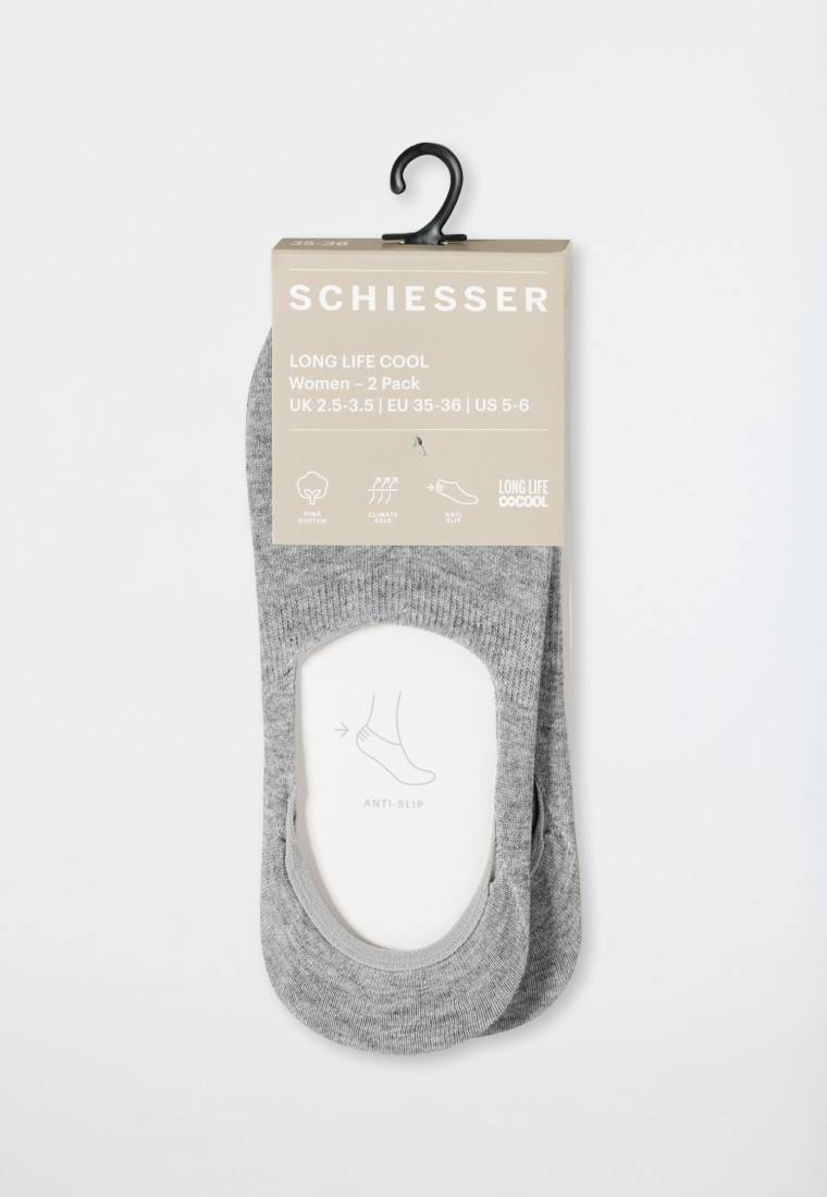 Schiesser Inshoe-Damensocken 2er-Pack silbergrau meliert - Long Life Cool Kostenlose Rückgabe