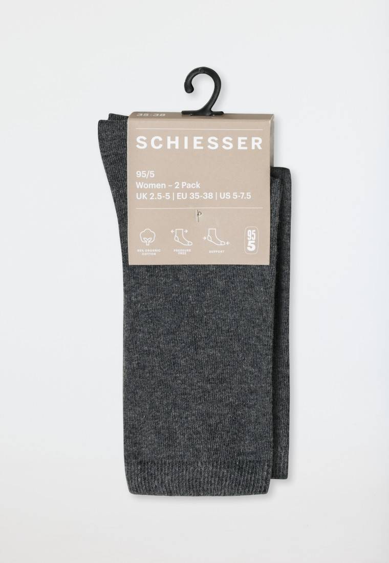 Schiesser Damensocken 2er-Pack Organic Cotton grau-meliert - 95/5 Begrenzte Freigabe