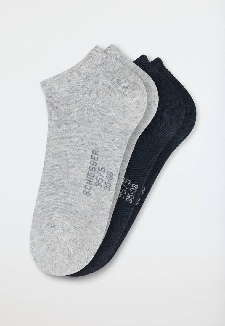 Schiesser Damensneaker 2er-Pack Organic Cotton grau-meliert/schwarz - 95/5 Letzter Tag