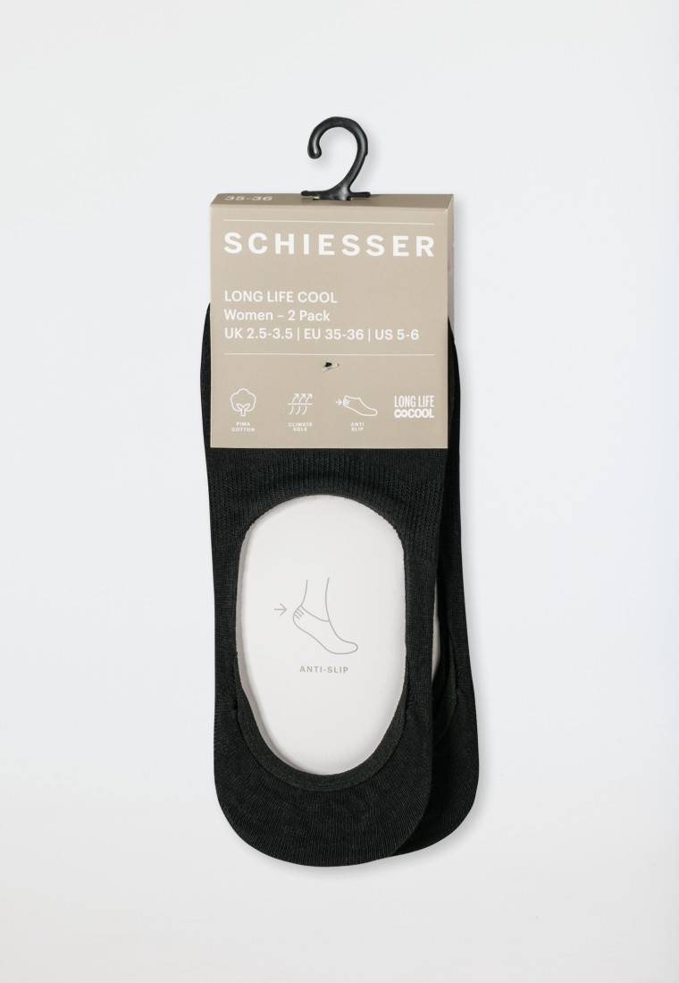 Schiesser Inshoe-Damensocken 2er-Pack schwarz - Long Life Cool Bis zu 50% Rabatt
