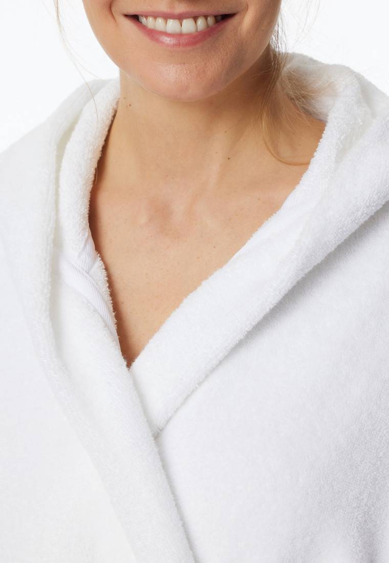 Schiesser Bademantel mit Kapuze, 120 cm weiß - Essentials Bis zu 55% Rabatt
