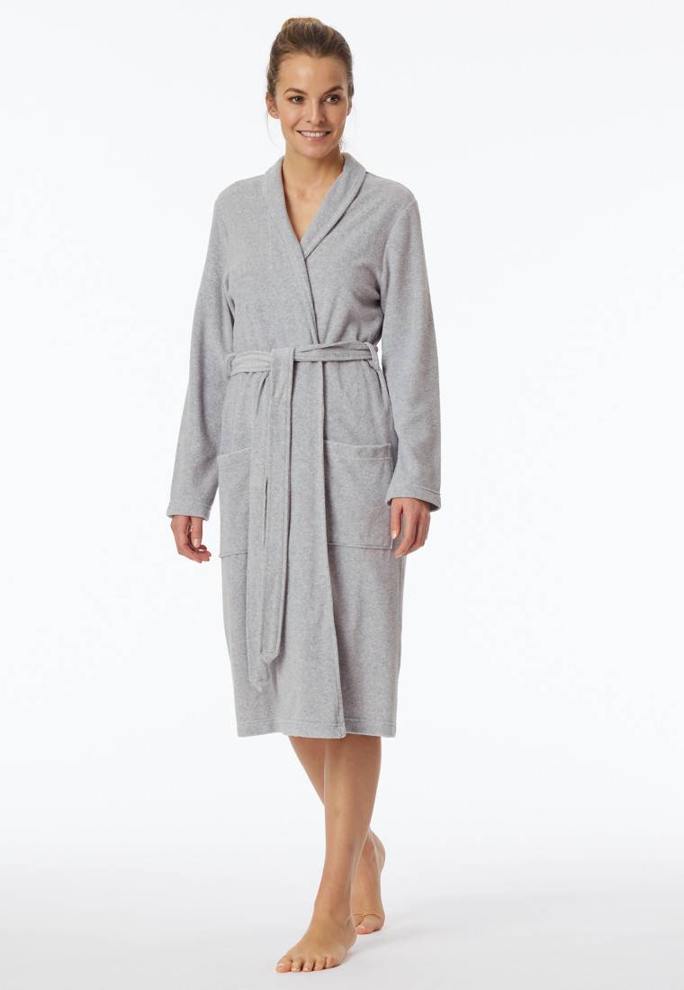 Schiesser Bademantel Leichtfrottee grau meliert - selected!premium Super Rabatt