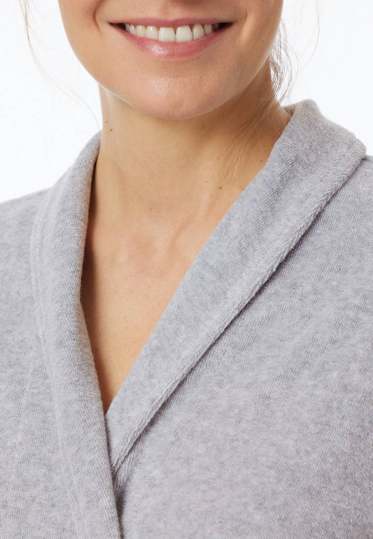 Schiesser Bademantel Leichtfrottee grau meliert - selected!premium Super Rabatt