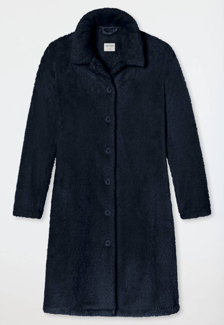 Schiesser Morgenmantel Teddy Fleece dunkelblau - Essentials Clearance-Verkauf