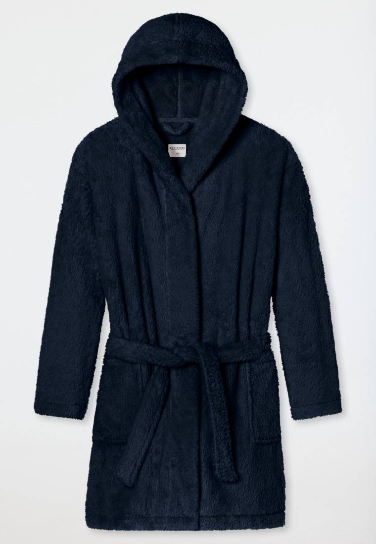 Schiesser Morgenmantel Teddy-Fleece Comfort-Fit dunkelblau - Essentials Kostenloser Versand international