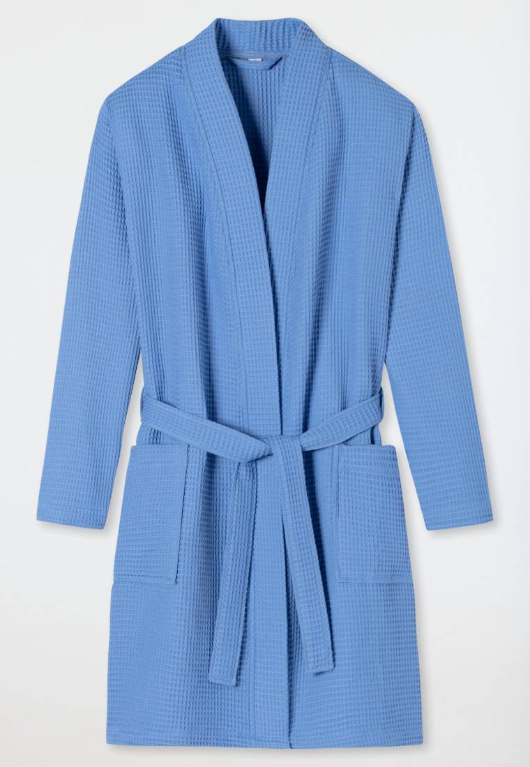 Schiesser Bademantel Waffelpiqué blau - Essentials Fabrikladen