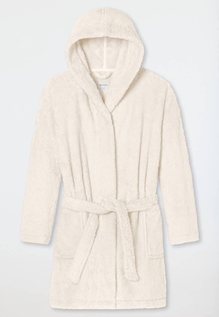 Schiesser Morgenmantel Teddy-Fleece Comfort-Fit off-white - Essentials Im Verkauf