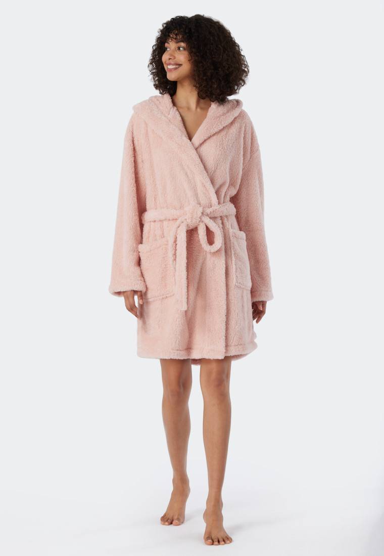 Schiesser Morgenmantel Teddy-Fleece Comfort-Fit rosé - Essentials zollfrei