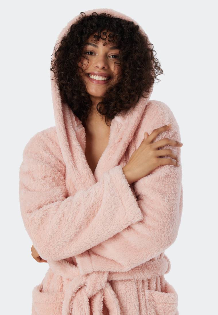 Schiesser Morgenmantel Teddy-Fleece Comfort-Fit rosé - Essentials zollfrei