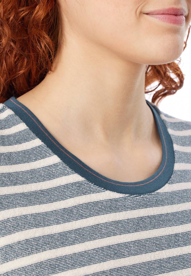 Schiesser Schlafanzug lang Frottee Bündchen Ringel jeansblau - Casual Essentials Online