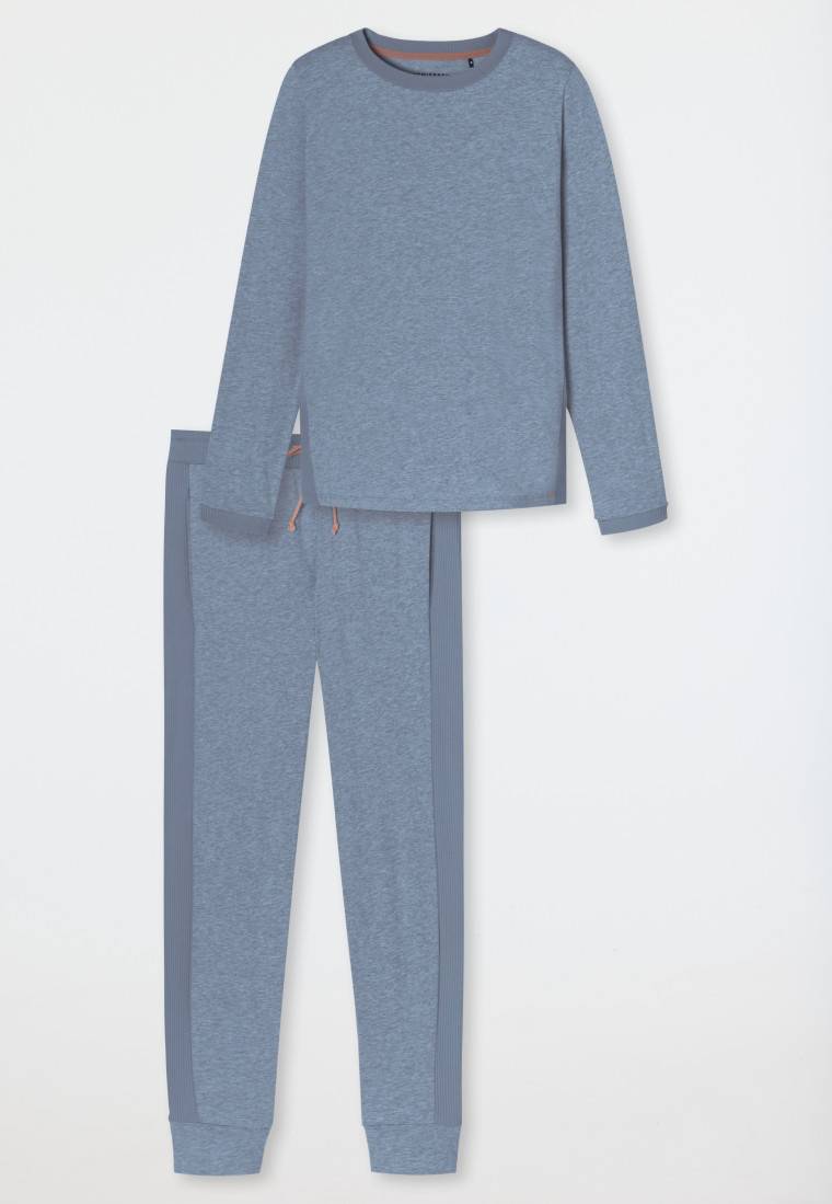 Schiesser Schlafanzug lang Bio-Baumwolle jeansblau-meliert - Casual Nightwear Hotsell