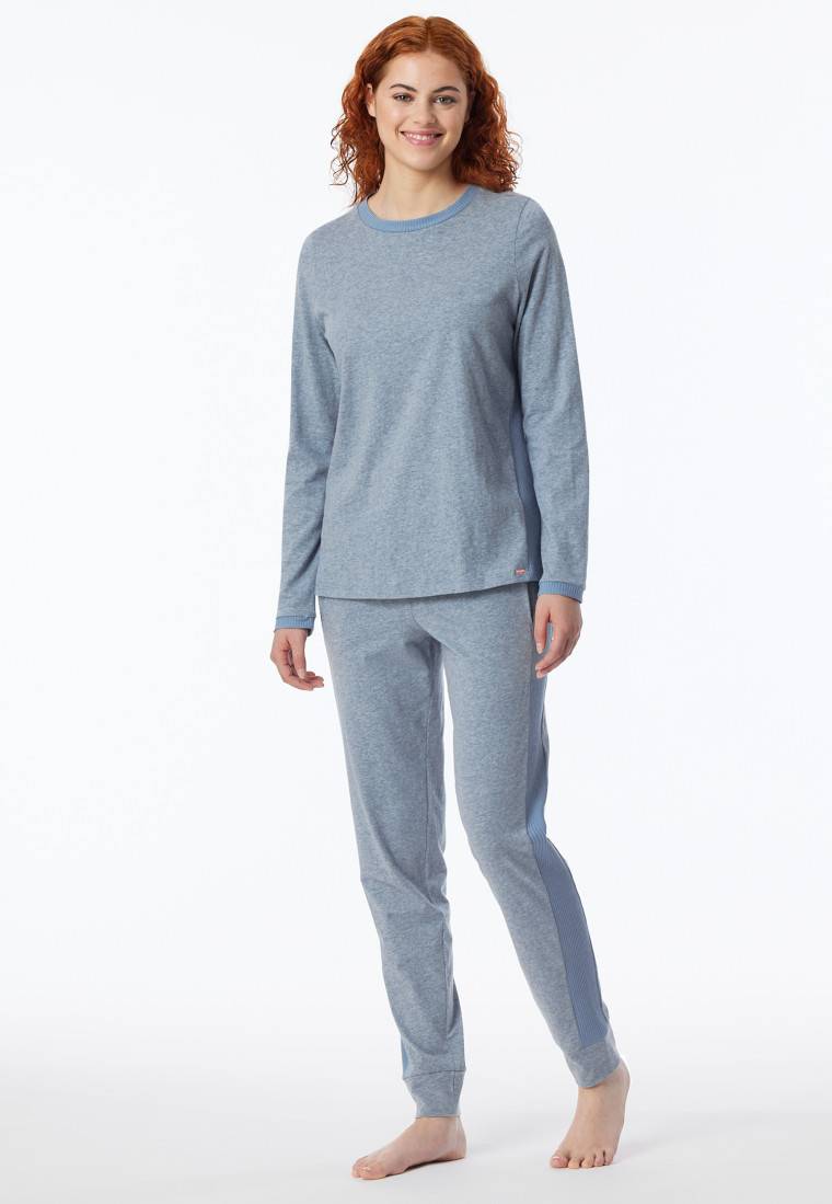 Schiesser Schlafanzug lang Bio-Baumwolle jeansblau-meliert - Casual Nightwear Hotsell