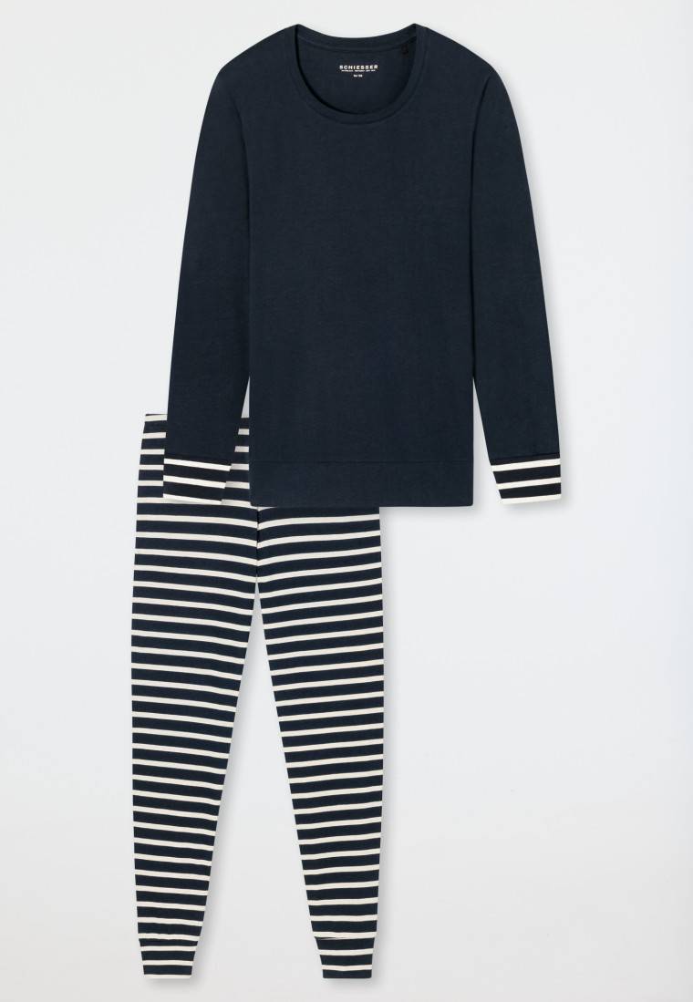 Schiesser Schlafanzug lang nachtblau - Casual Essentials Meist gekauft
