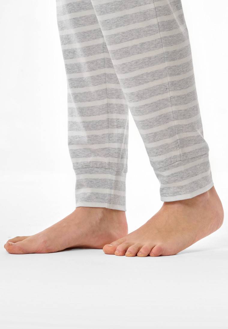 Schiesser Schlafanzug lang silbergrau meliert - Casual Essentials Rabatt