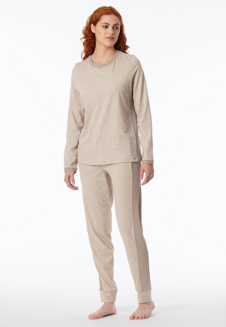 Schiesser Schlafanzug lang Bio-Baumwolle natur - Casual Nightwear Begrenztes Angebot