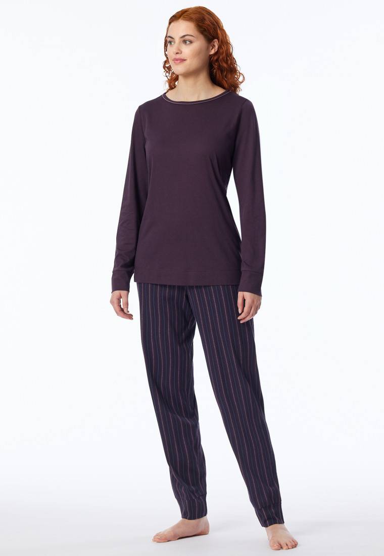 Schiesser Schlafanzug lang Bündchen Streifen multicolor - Comfort Nightwear Online Shopping