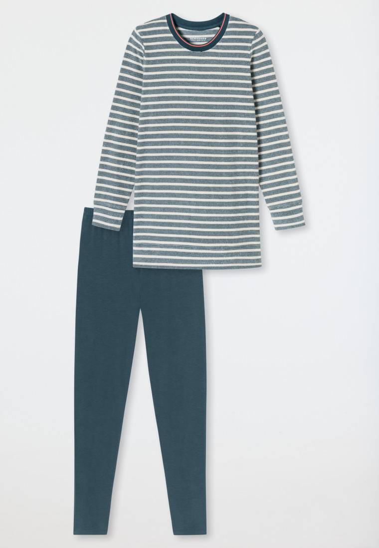 Schiesser Schlafanzug lang Ringel Leggings jeansblau - Casual Essentials Exklusivangebot