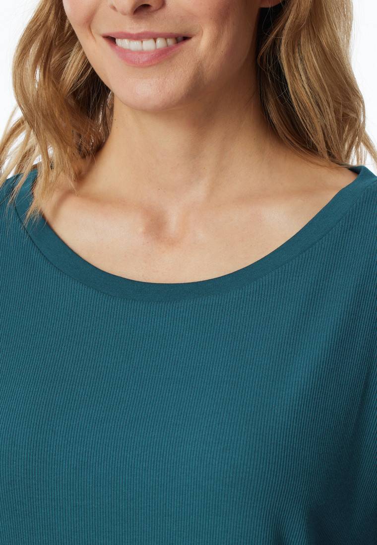 Schiesser Schlafanzug 7/8 Doppelripp petrol - Modern Nightwear Black Friday