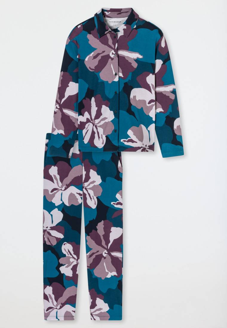 Schiesser Pyjama Interlock multicolor bedruckt - Modern Nightwear Cyber Monday