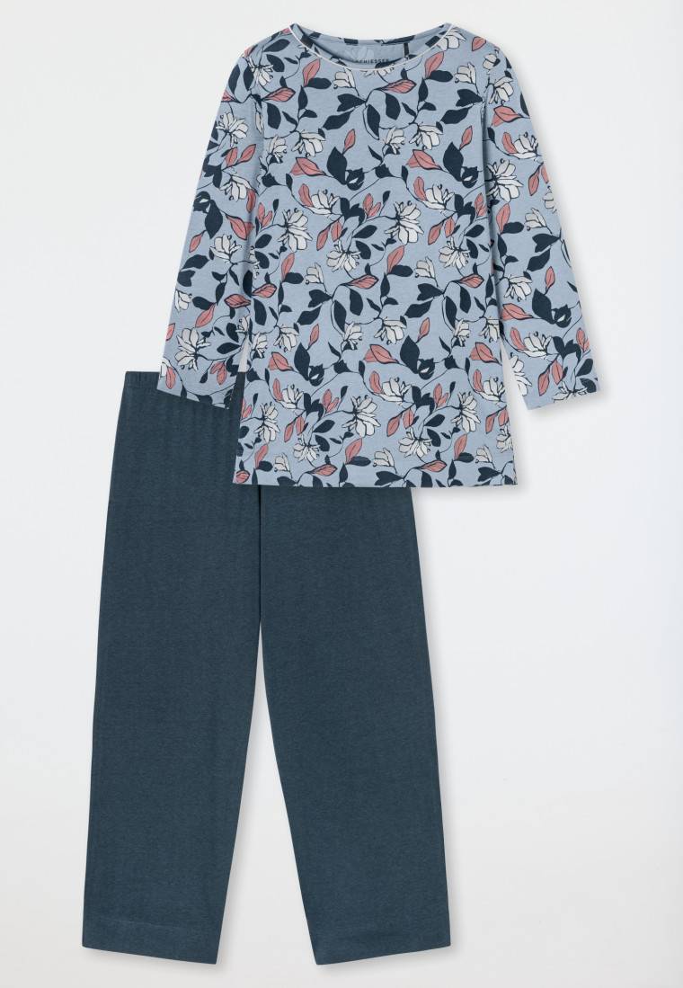 Schiesser Schlafanzug 3/4-lang blaugrau gemustert - Comfort Nightwear Osterangebot