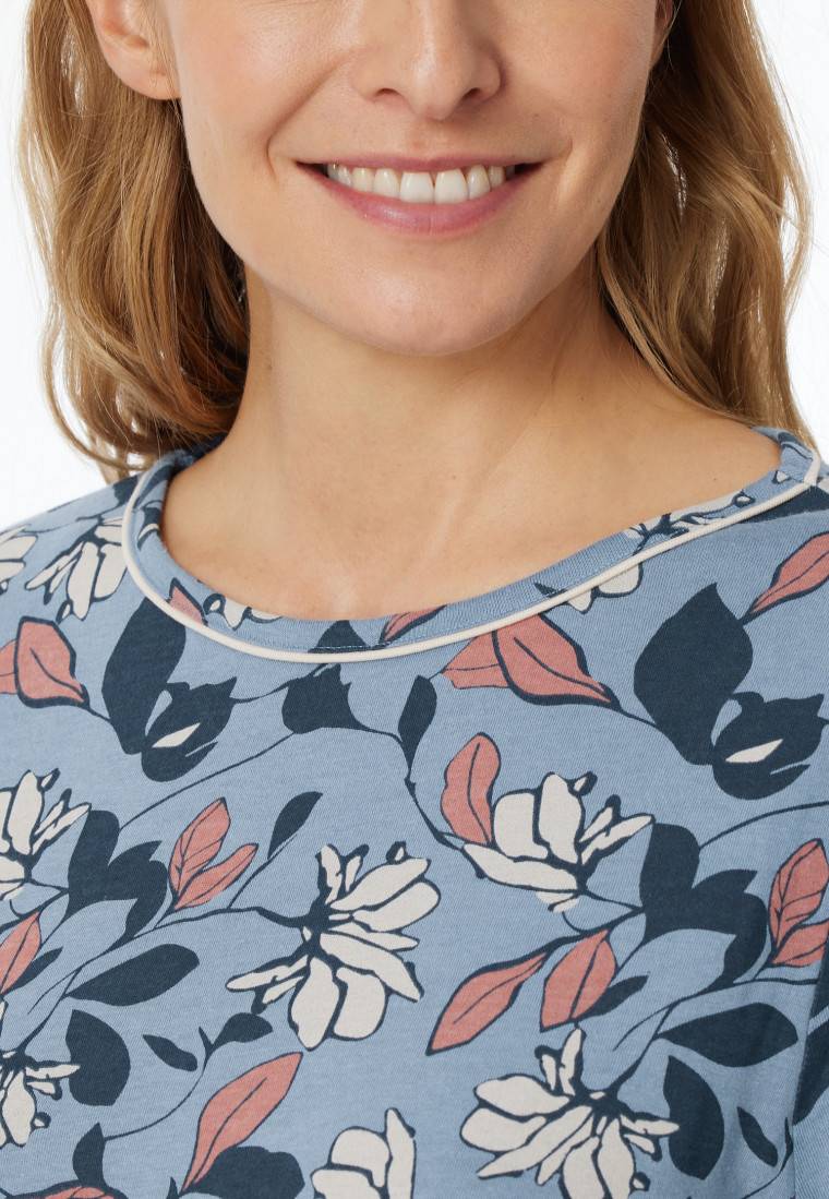 Schiesser Schlafanzug 3/4-lang blaugrau gemustert - Comfort Nightwear Osterangebot