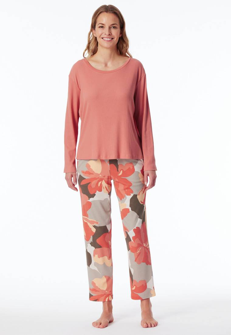 Schiesser Schlafanzug 7/8 Doppelripp papaya - Modern Nightwear Valentinstagsangebot