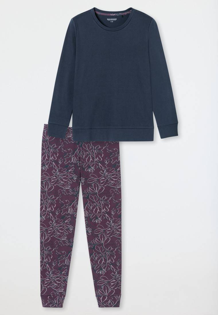 Schiesser Schlafanzug lang multicolor bedruckt - Comfort Interlock Lagerräumung