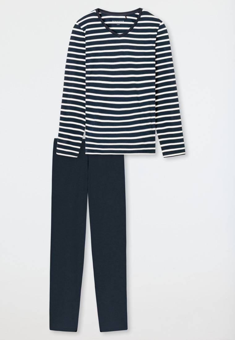 Schiesser Schlafanzug lang nachtblau - Casual Essentials Heißer Verkauf
