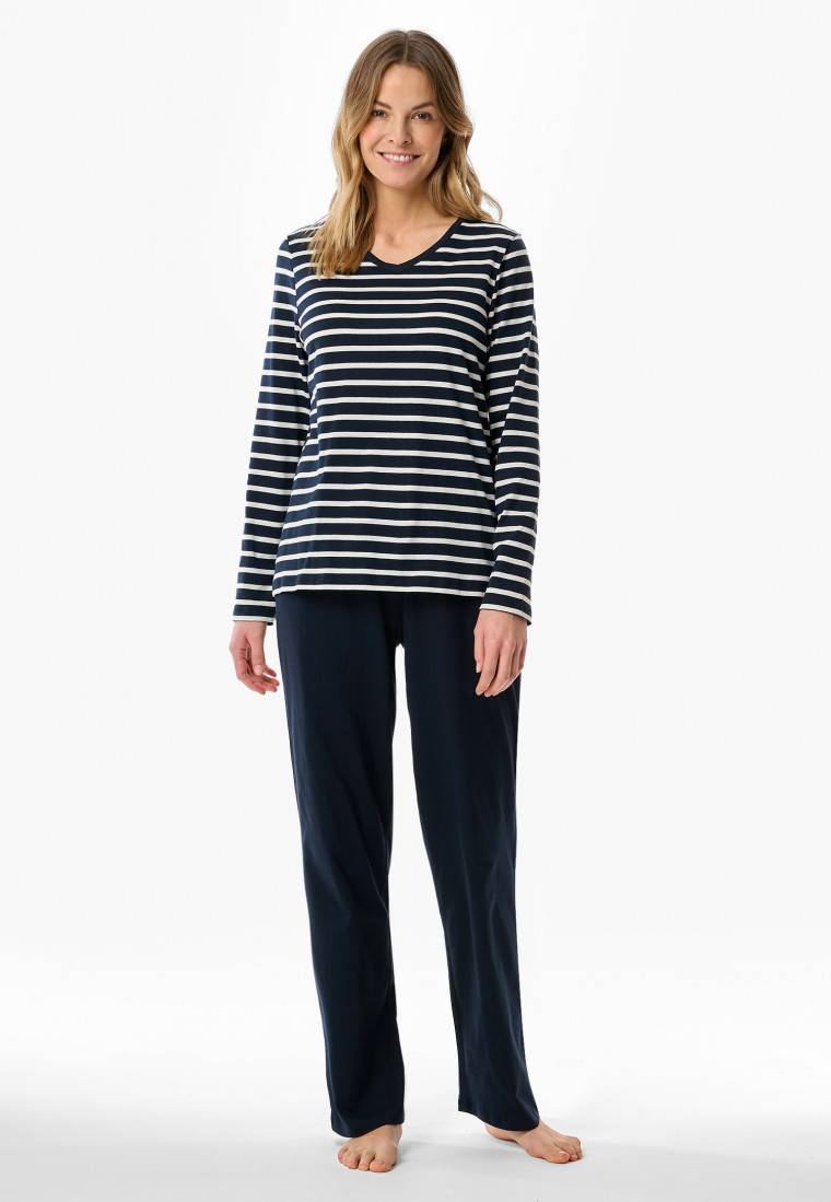 Schiesser Schlafanzug lang nachtblau - Casual Essentials Heißer Verkauf