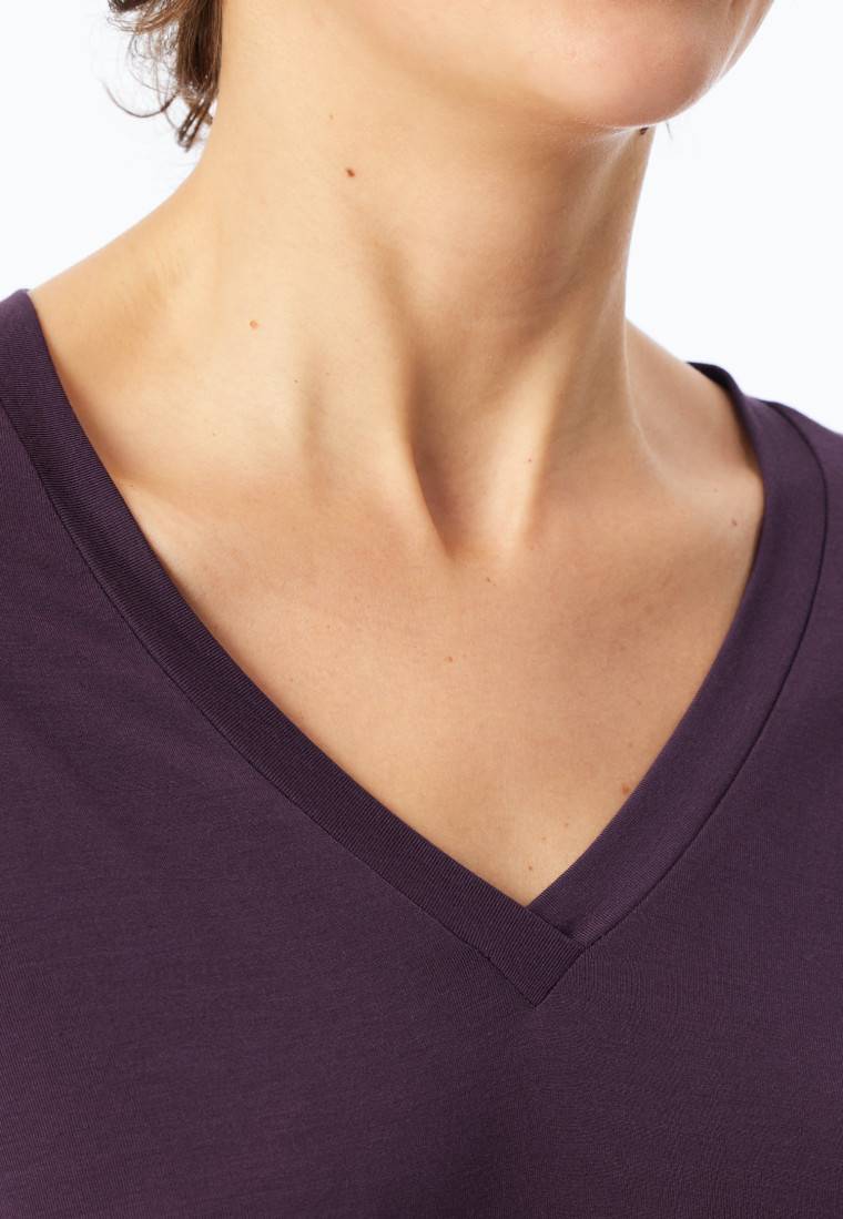 Schiesser Schlafanzug lang pflaume bedruckt - selected! premium Online Outlet