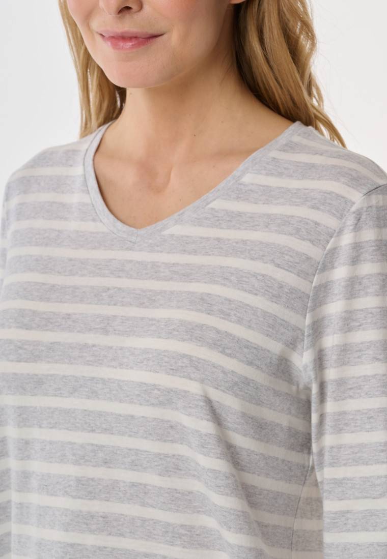 Schiesser Schlafanzug lang silbergrau meliert - Casual Essentials Neuheiten