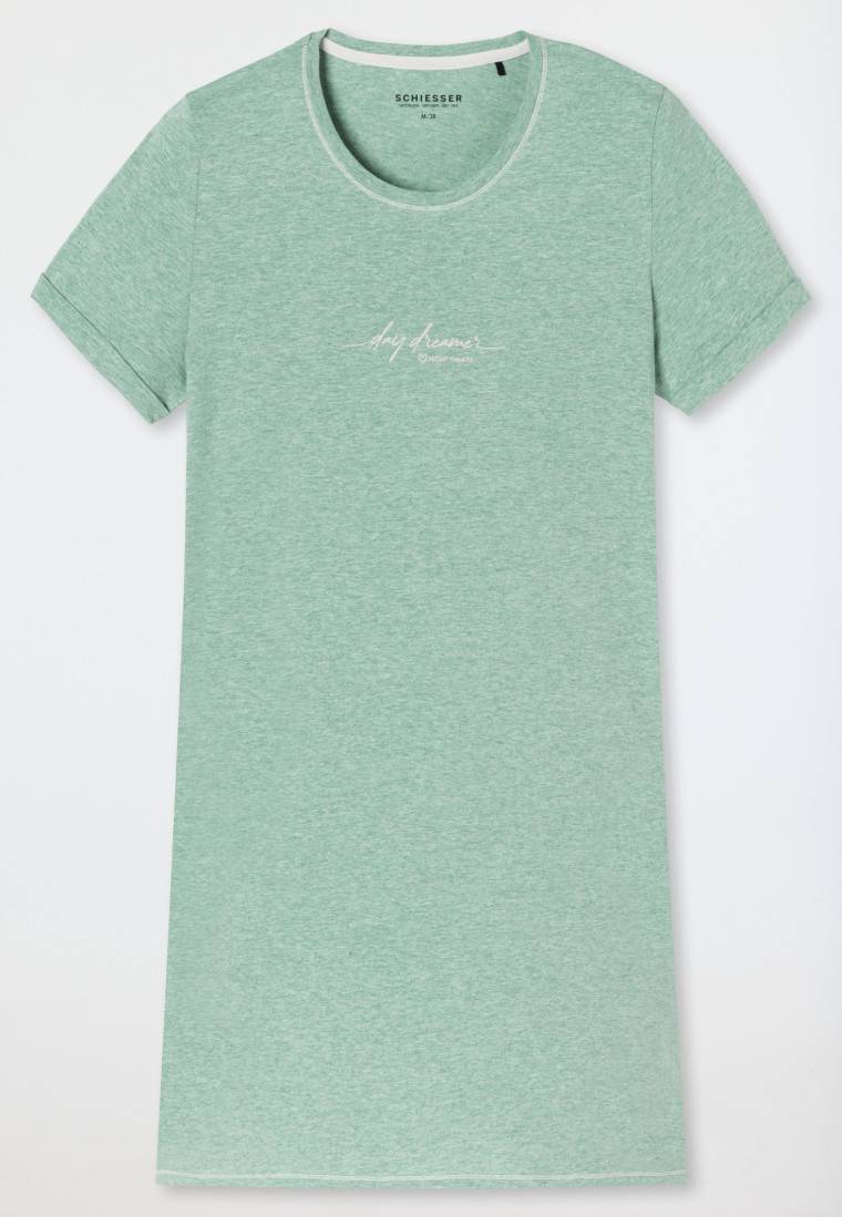 Schiesser Sleepshirt kurzarm Print grün meliert - Casual Essentials Kauf eins, bekomm eins gratis