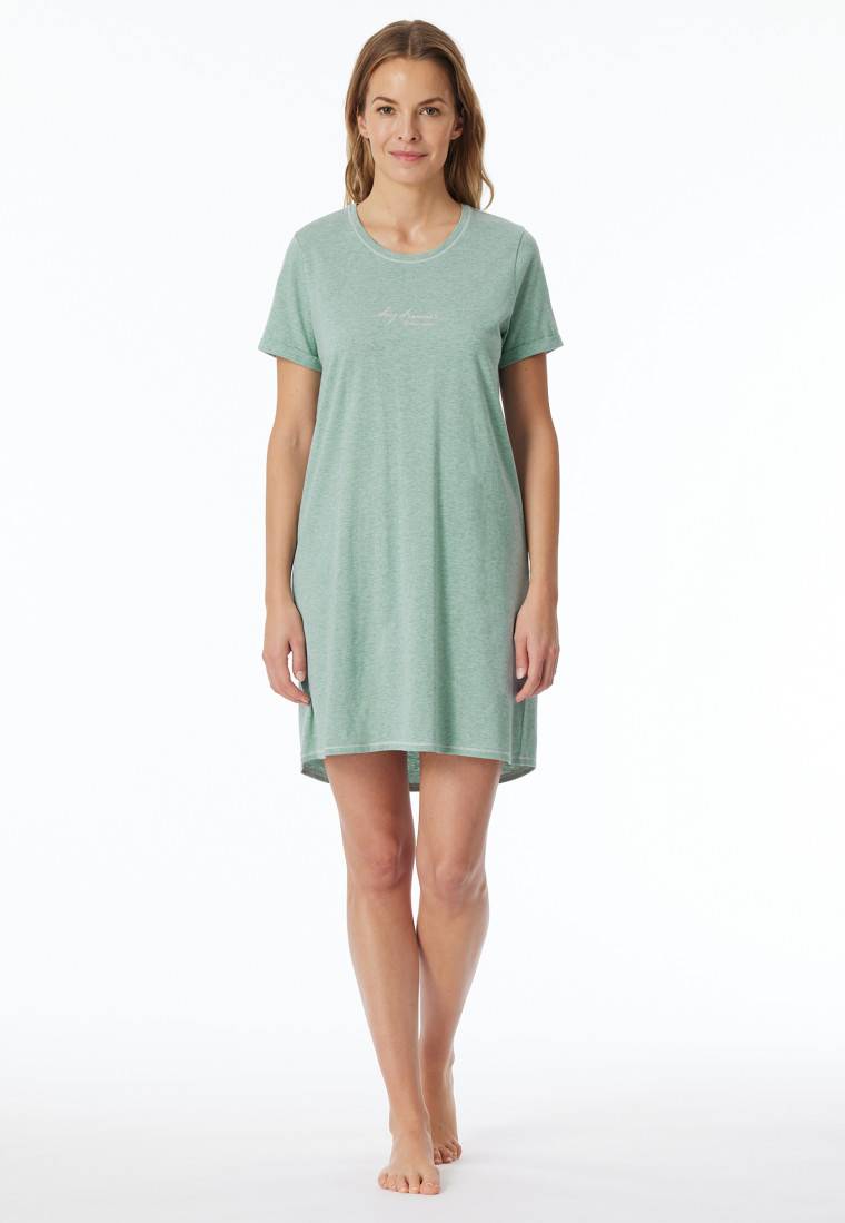 Schiesser Sleepshirt kurzarm Print grün meliert - Casual Essentials Kauf eins, bekomm eins gratis