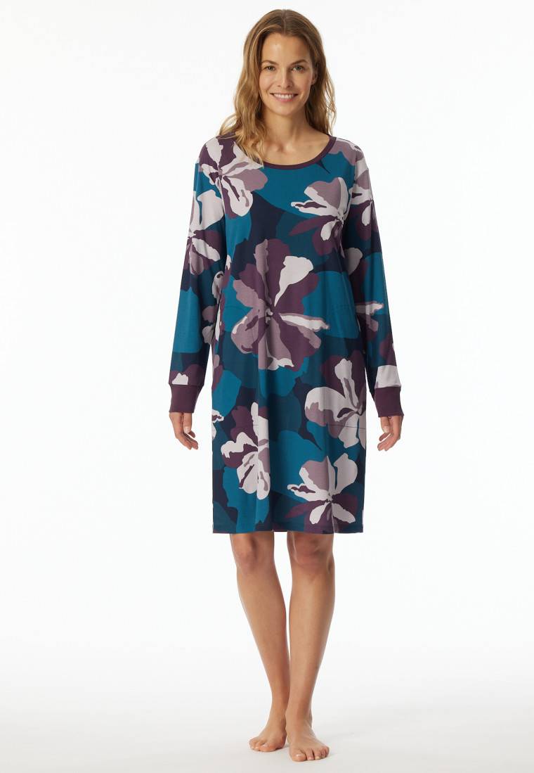 Schiesser Nachthemd langarm Interlock multicolor bedruckt - Modern Nightwear Super Sparpreis