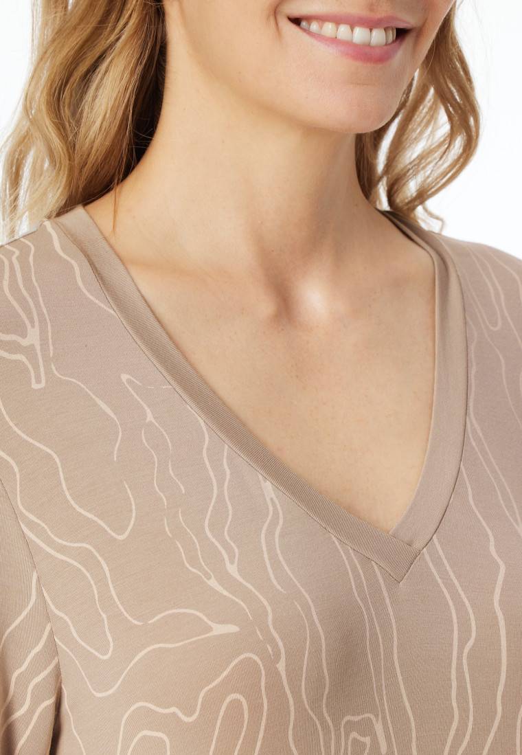 Schiesser Nachthemd langarm V-Ausschnitt natur bedruckt - selected! premium Wochenangebot