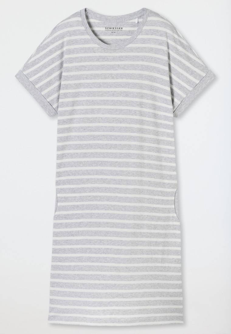 Schiesser Sleepshirt kurzarm Streifen silbergrau-meliert - Casual Essentials Begrenzte Freigabe