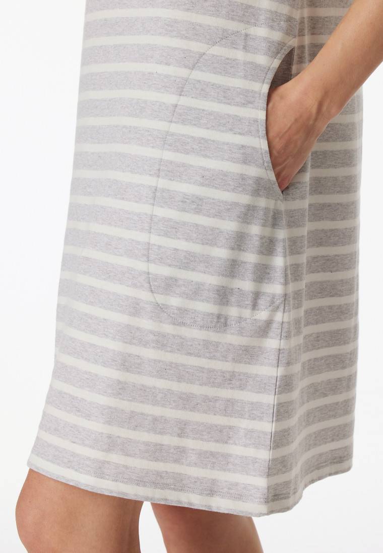 Schiesser Sleepshirt kurzarm Streifen silbergrau-meliert - Casual Essentials Begrenzte Freigabe