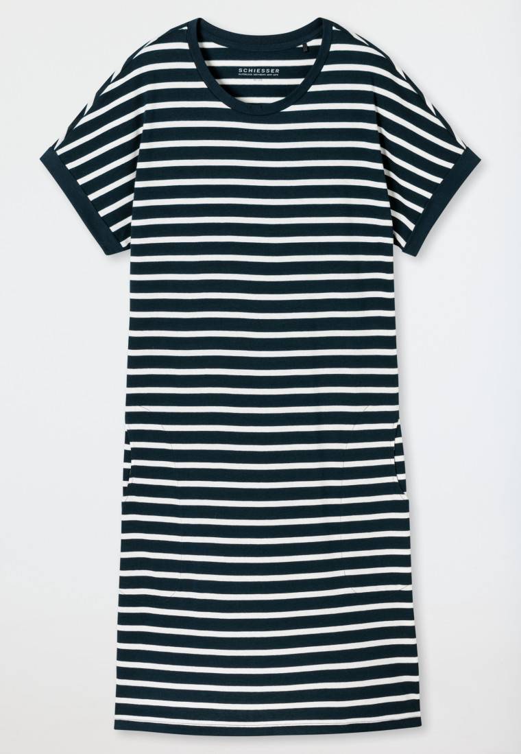 Schiesser Sleepshirt kurzarm Streifen nachtblau - Casual Essentials JETZT KAUFEN