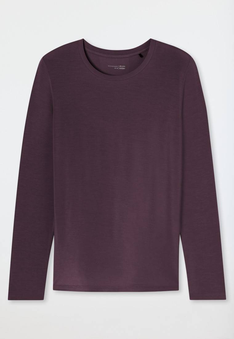 Schiesser Shirt langarm rundhals pflaume - Mix+Relax Zeitbegrenzte Promotion