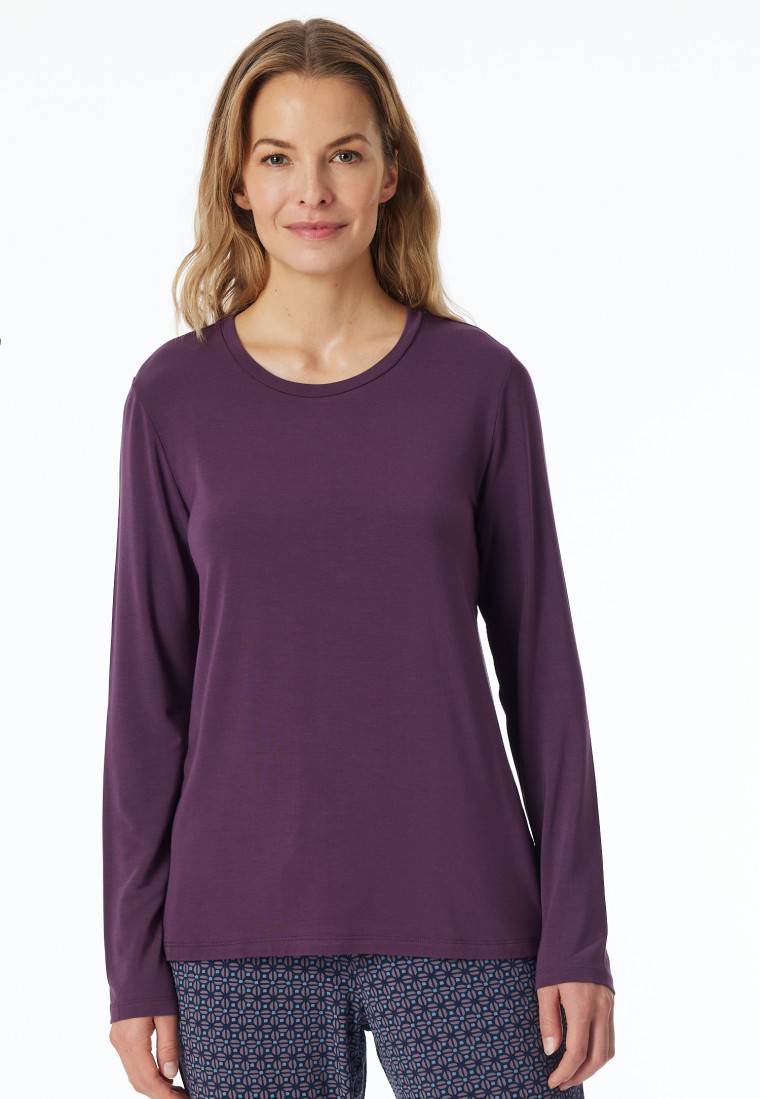 Schiesser Shirt langarm rundhals pflaume - Mix+Relax Zeitbegrenzte Promotion